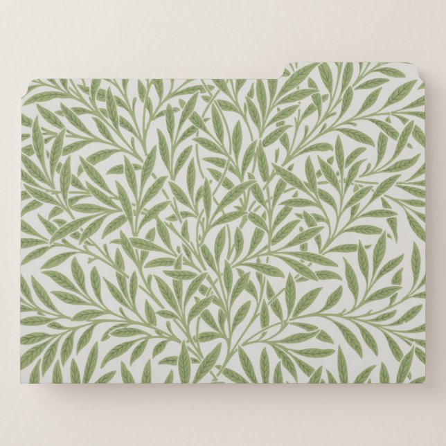 William Morris Green Floral Botanical Pattern File Folder (Back Left)