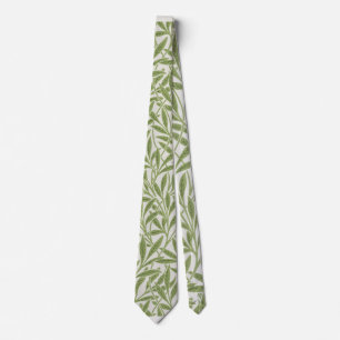 William Morris Green Floral Botanical Pattern Neck Tie