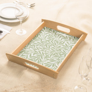 William Morris Green Floral Botanical Pattern Serving Tray