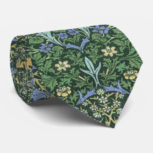 William Morris Green Floral Vintage White Daisies Neck Tie