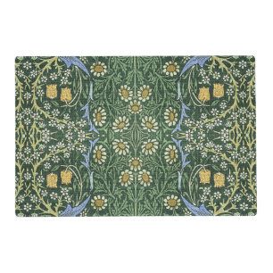 William Morris Green Floral Vintage White Daisies Placemat
