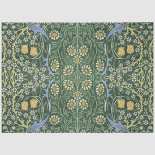 William Morris Green Floral Vintage White Daisies Tissue Paper