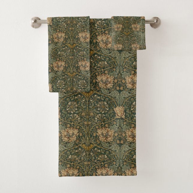 William Morris: Green Honeysuckle Bath Towel Set (Insitu)