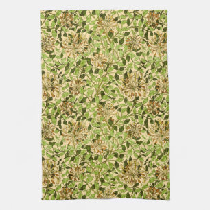 William Morris Green Honeysuckle Floral Wallpaper Kitchen Towel