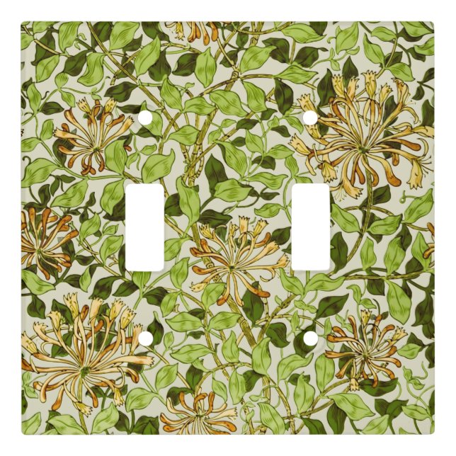 William Morris Green Honeysuckle Floral Wallpaper Light Switch Cover (Front)