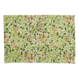 William Morris Green Honeysuckle Floral Wallpaper Pillow Case