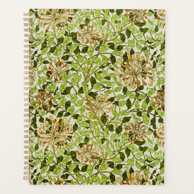 William Morris Green Honeysuckle Floral Wallpaper Planner (Front)