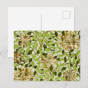 William Morris Green Honeysuckle Floral Wallpaper Postcard
