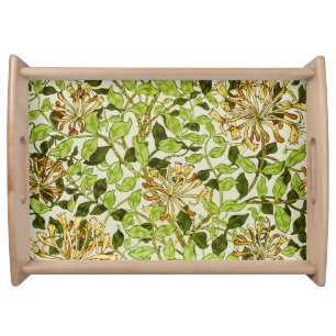 William Morris Green Honeysuckle Floral Wallpaper Serving Tray