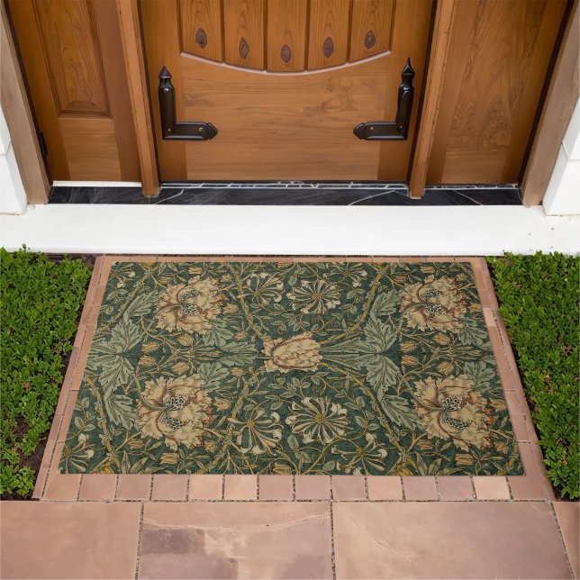 William Morris: Green Honeysuckle Welcome Mat (Outdoor)