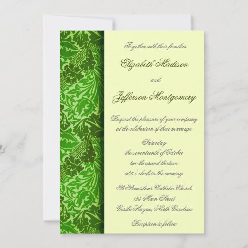 William Morris Green Leaves Wedding Invitation
