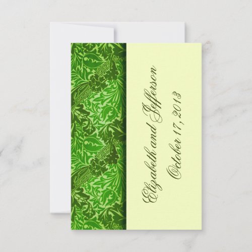 William Morris Green Leaves Wedding RSVP Cards