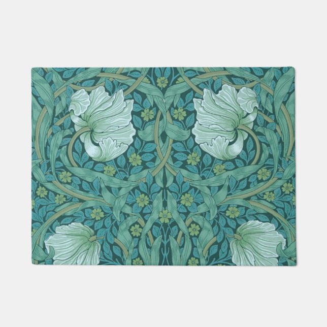 William Morris - Green Pimpernel Pattern Doormat (Front)