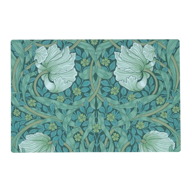 William Morris - Green Pimpernel Pattern Placemat (Front)