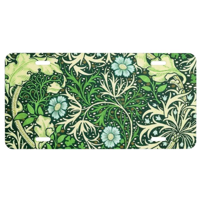 William Morris - Green Seaweed Pattern License Plate (Front)