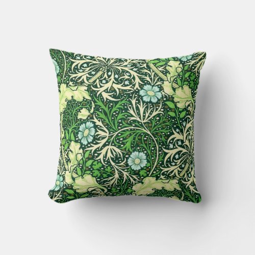 William Morris _ Green Seaweed Pattern Throw Pillow
