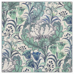 William Morris Green Teal Cream Floral Pattern Fabric