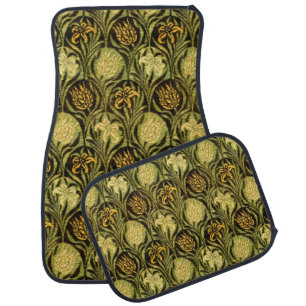 William Morris Green Tulip Lily Wallpaper Car Floor Mat