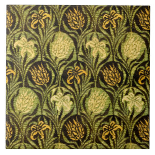 William Morris Green Tulip Lily Wallpaper Ceramic Tile