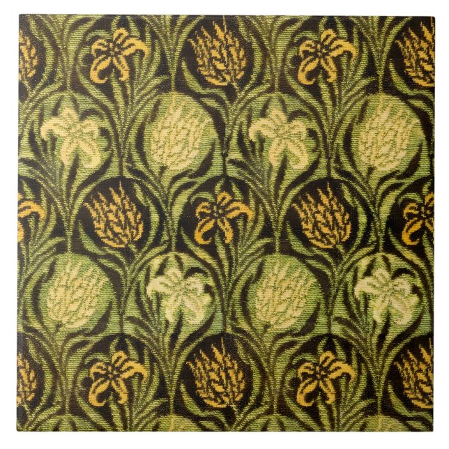 William Morris Green Tulip Lily Wallpaper Ceramic Tile (Front)