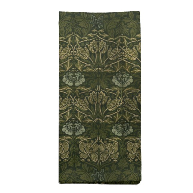William Morris: Green Tulip & Rose Cloth Napkin (Folded)