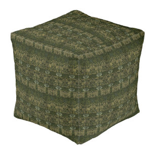 William Morris: Green Tulip & Rose Cube Pouf