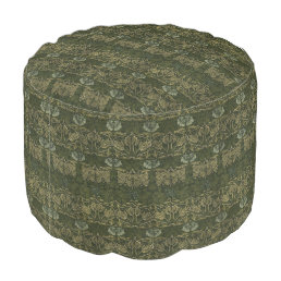 William Morris: Green Tulip &amp; Rose Round Pouf