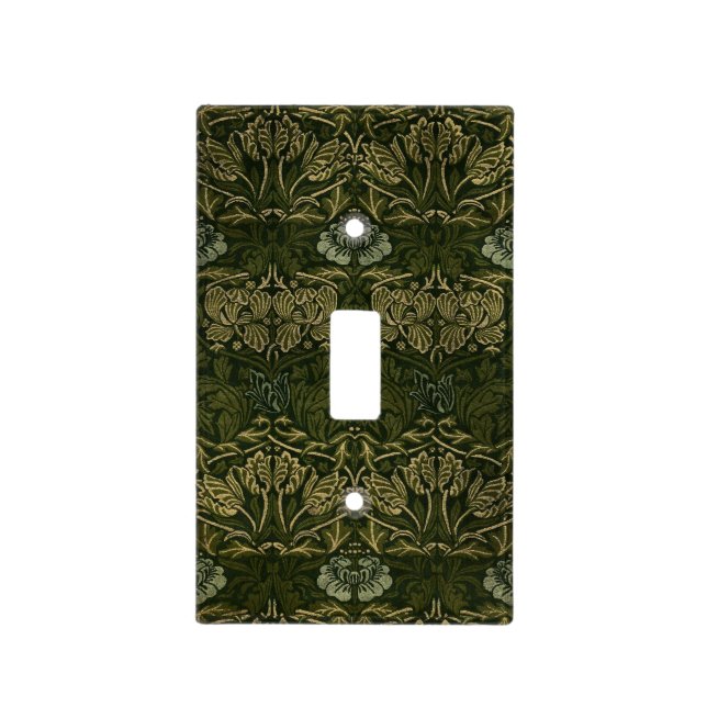 William Morris: Green Tulip & Rose Switch Plate (Front)