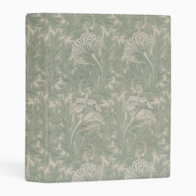 William Morris Green Tulip Textile Print Mini Binder (Front/Spine)
