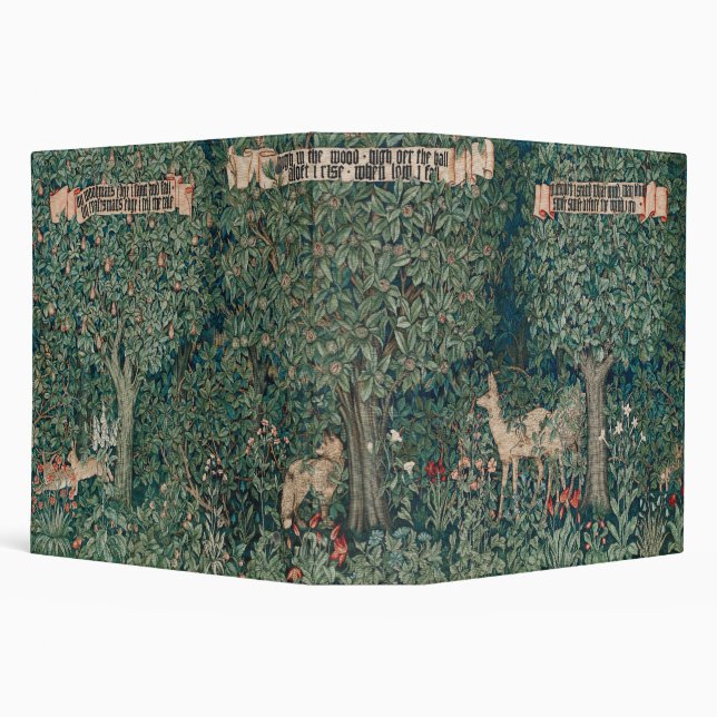 William Morris Greenery Forest Animal Botanical 3 Ring Binder (Background)