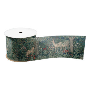 William Morris Greenery Forest Animal Botanical Satin Ribbon