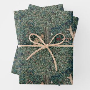William Morris Greenery Forest Animal Botanical Wrapping Paper Sheets