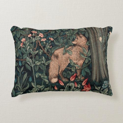 William Morris Greenery Fox Wildlife  Accent Pillow