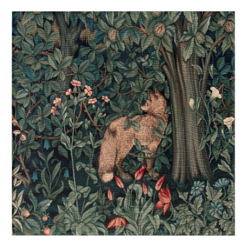 William Morris Greenery Fox Wildlife  Acrylic Print
