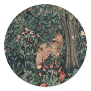 William Morris Greenery Fox Wildlife Art Classic Round Sticker