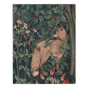 William Morris Greenery Fox Wildlife Art Faux Canvas Print