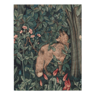 William Morris Greenery Fox Wildlife Art Faux Canvas Print