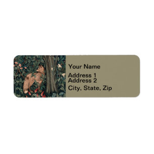 William Morris Greenery Fox Wildlife Art Label
