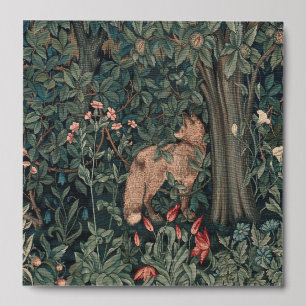 William Morris Greenery Fox Wildlife Art Peel And Stick Photo Tile