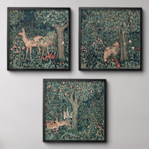 William Morris Greenery Fox Wildlife Art Peel And Stick Photo Tile