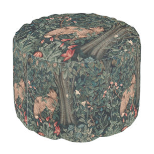 William Morris Greenery Fox Wildlife Art Pouf