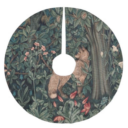 William Morris Greenery Fox Wildlife  Brushed Polyester Tree Skirt