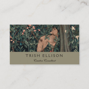 William Morris Greenery Fox Wildlife Business Card