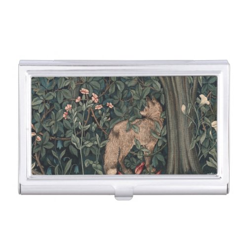 William Morris Greenery Fox Wildlife  Business Card Case