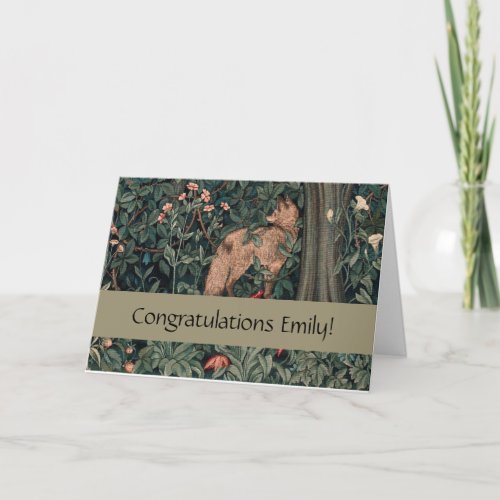 William Morris Greenery Fox Wildlife  Card