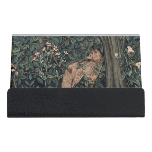 William Morris Greenery Fox Wildlife  Desk Business Card Holder