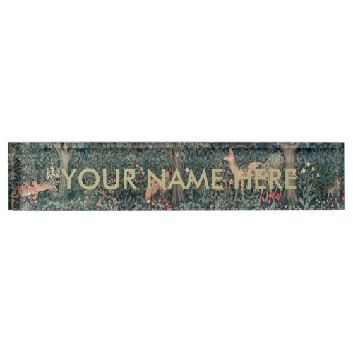 William Morris Greenery Fox Wildlife  Desk Name Plate