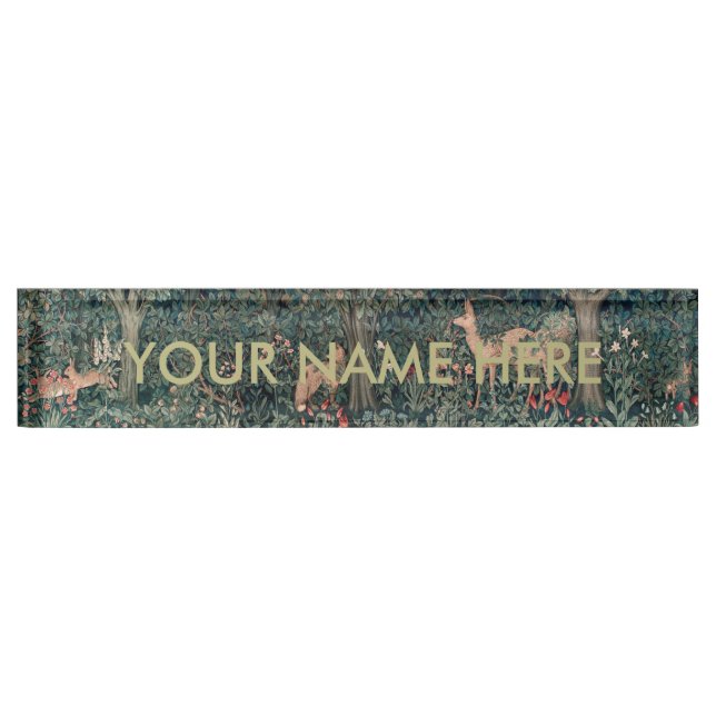 William Morris Greenery Fox Wildlife  Desk Name Plate (Front)