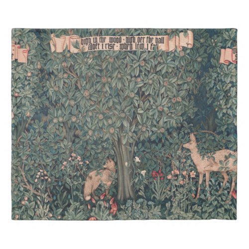 William Morris Greenery Fox Wildlife  Duvet Cover