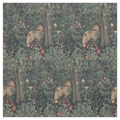 William Morris Greenery Fox Wildlife  Fabric